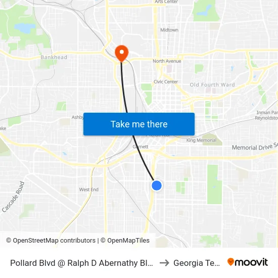 Pollard Blvd @ Ralph D Abernathy Blvd to Georgia Tech map