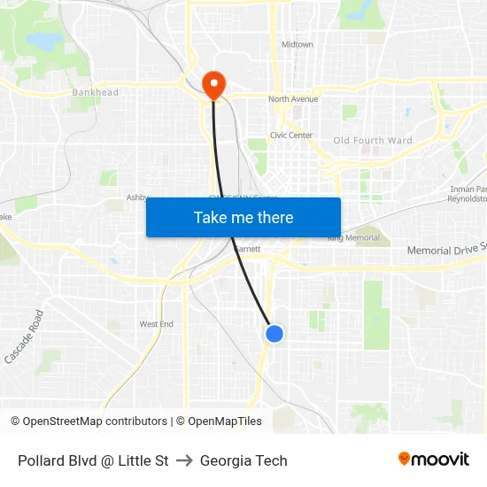 Pollard Blvd @ Little St to Georgia Tech map