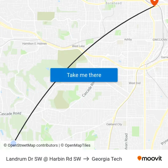Landrum Dr SW @ Harbin Rd SW to Georgia Tech map