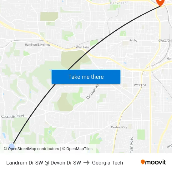 Landrum Dr SW @ Devon Dr SW to Georgia Tech map