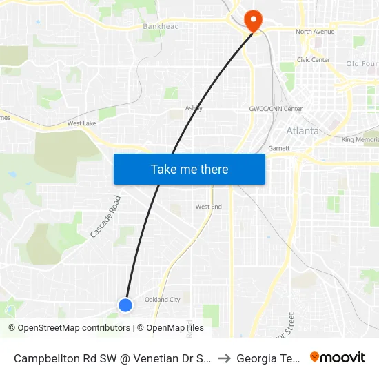 Campbellton Rd SW @ Venetian Dr SW to Georgia Tech map
