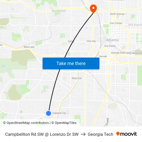 Campbellton Rd SW @ Lorenzo Dr SW to Georgia Tech map