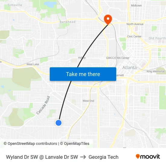 Wyland Dr SW @ Lanvale Dr SW to Georgia Tech map