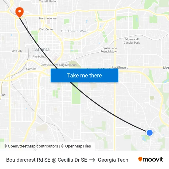 Bouldercrest Rd SE @ Cecilia Dr SE to Georgia Tech map