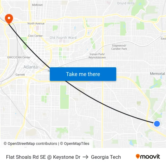 Flat Shoals Rd SE @ Keystone Dr to Georgia Tech map