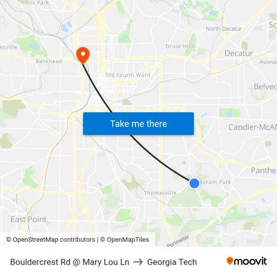Bouldercrest Rd @ Mary Lou Ln to Georgia Tech map
