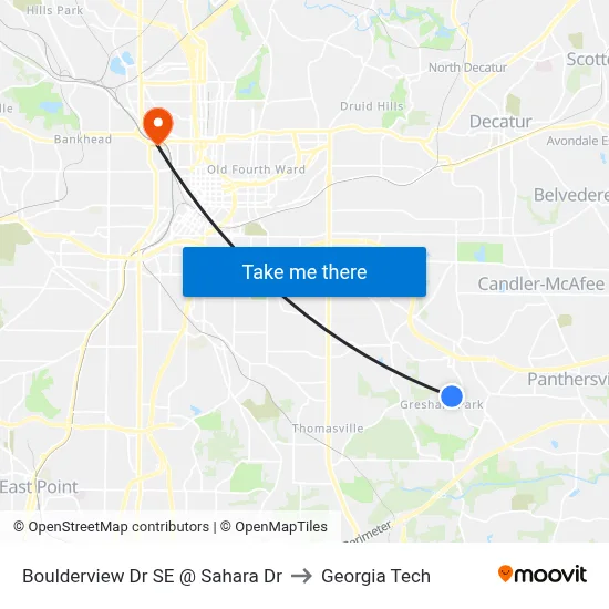 Boulderview Dr SE @ Sahara Dr to Georgia Tech map