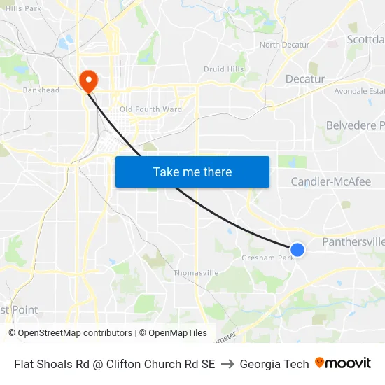 Flat Shoals Rd @ Clifton Church Rd SE to Georgia Tech map