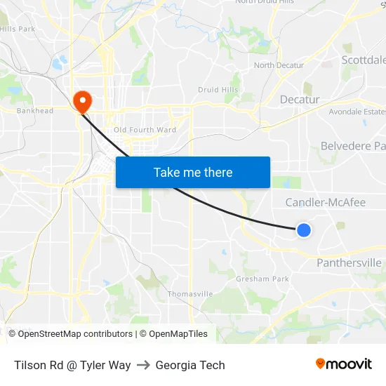 Tilson Rd @ Tyler Way to Georgia Tech map