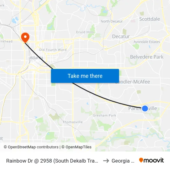 Rainbow Dr @ 2958 (South Dekalb Transfer Point) to Georgia Tech map