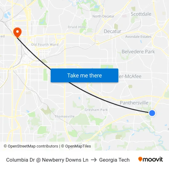 Columbia Dr @ Newberry Downs Ln to Georgia Tech map