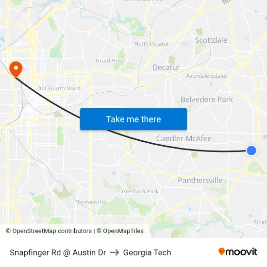Snapfinger Rd @ Austin Dr to Georgia Tech map