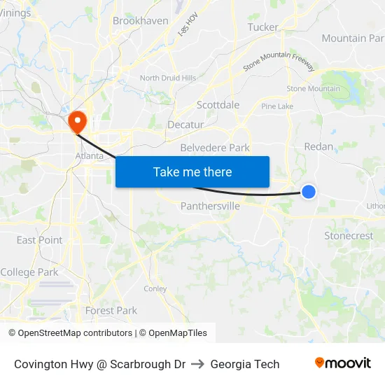Covington Hwy @ Scarbrough Dr to Georgia Tech map
