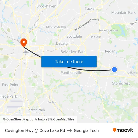 Covington Hwy @ Cove Lake Rd to Georgia Tech map
