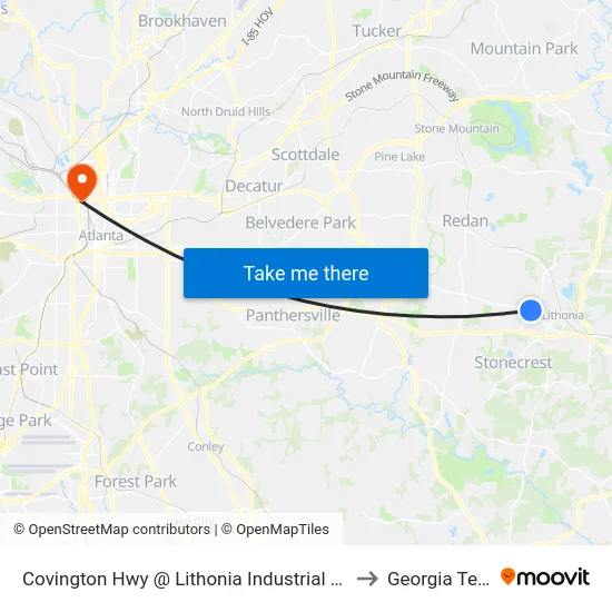 Covington Hwy @ Lithonia Industrial Blvd to Georgia Tech map
