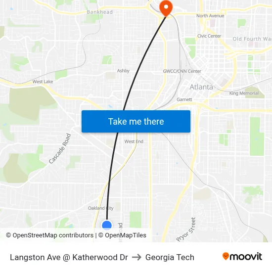 Langston Ave @ Katherwood Dr to Georgia Tech map