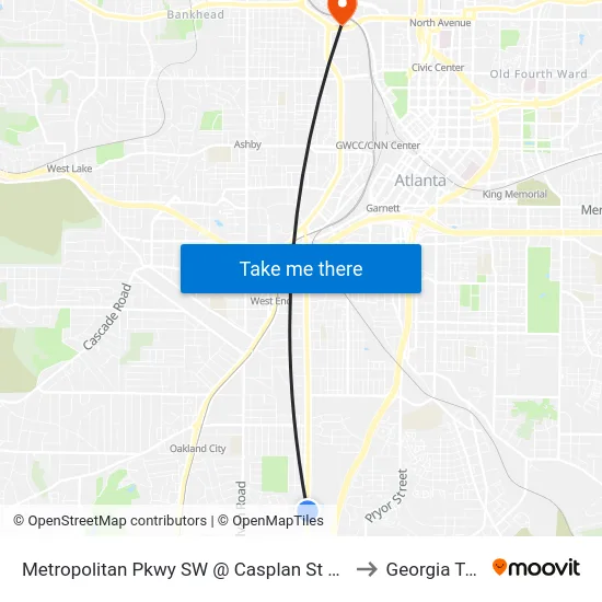 Metropolitan Pkwy SW @ Casplan St SW (S) to Georgia Tech map