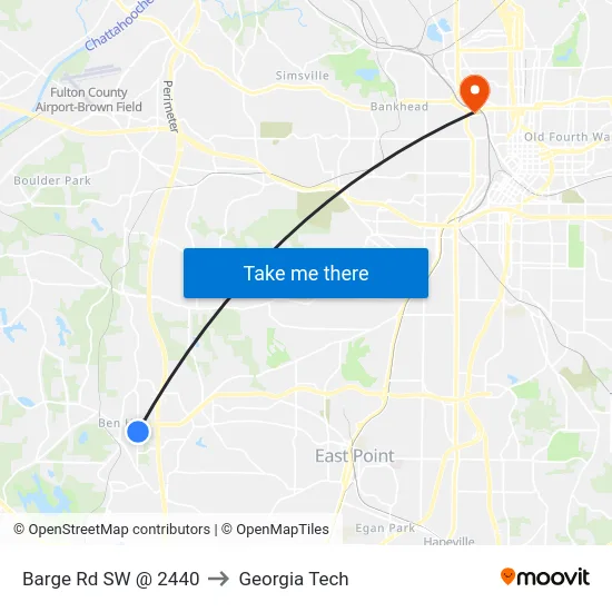 Barge Rd SW @ 2440 to Georgia Tech map