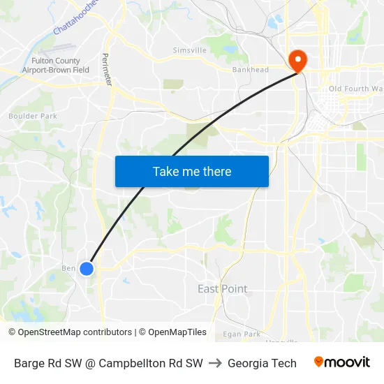 Barge Rd SW @ Campbellton Rd SW to Georgia Tech map