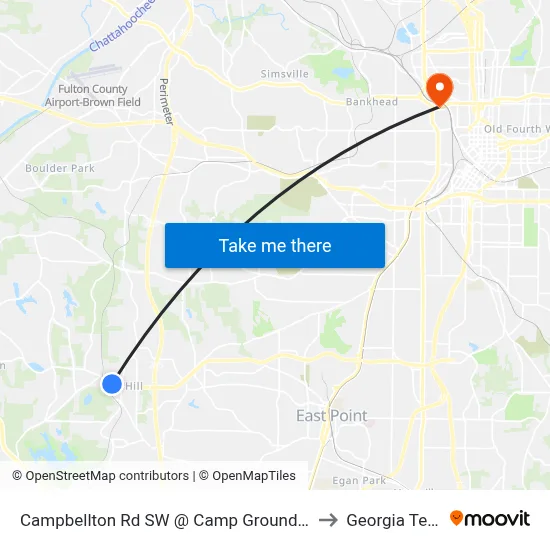 Campbellton Rd SW @ Camp Ground Rd to Georgia Tech map