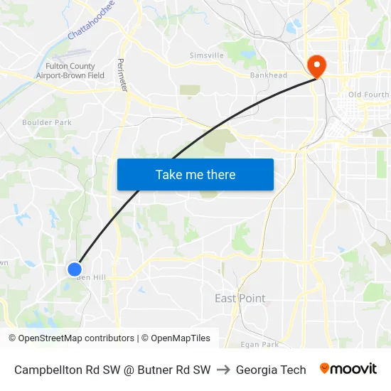 Campbellton Rd SW @ Butner Rd SW to Georgia Tech map