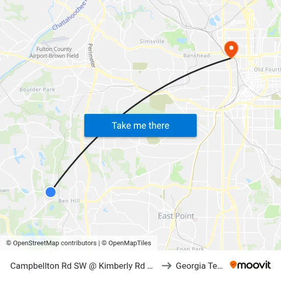 Campbellton Rd SW @ Kimberly Rd SW to Georgia Tech map