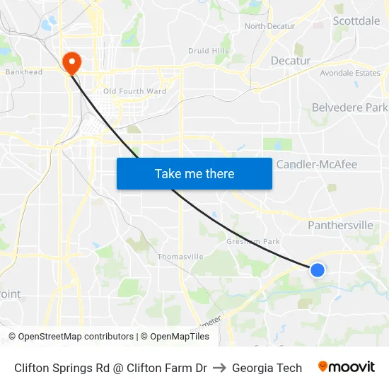 Clifton Springs Rd @ Clifton Farm Dr to Georgia Tech map