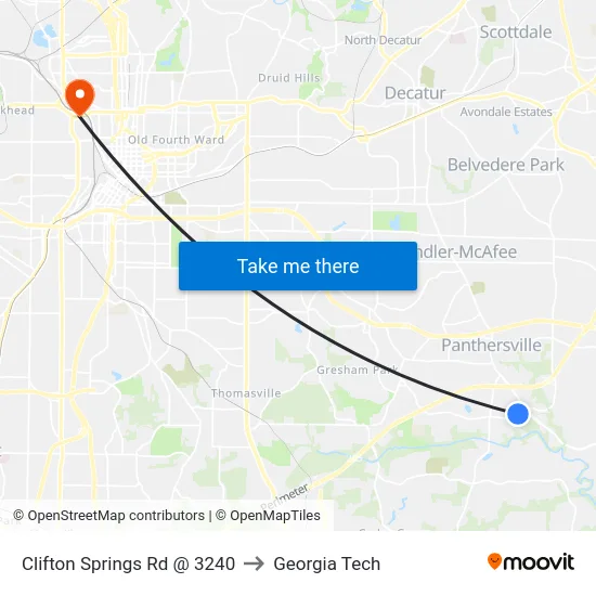 Clifton Springs Rd @ 3240 to Georgia Tech map