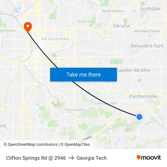 Clifton Springs Rd @ 2946 to Georgia Tech map