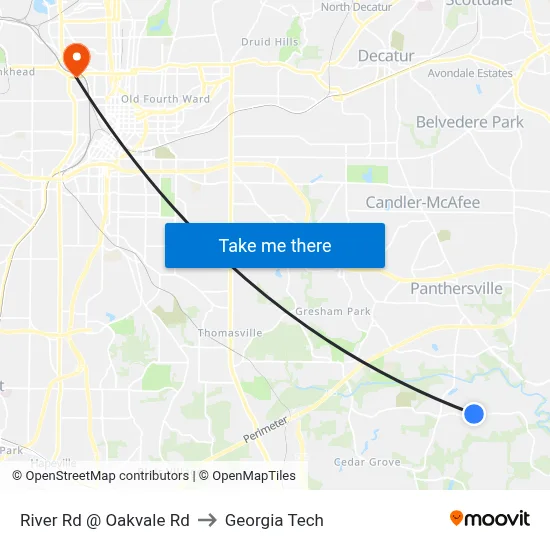 River Rd @ Oakvale Rd to Georgia Tech map