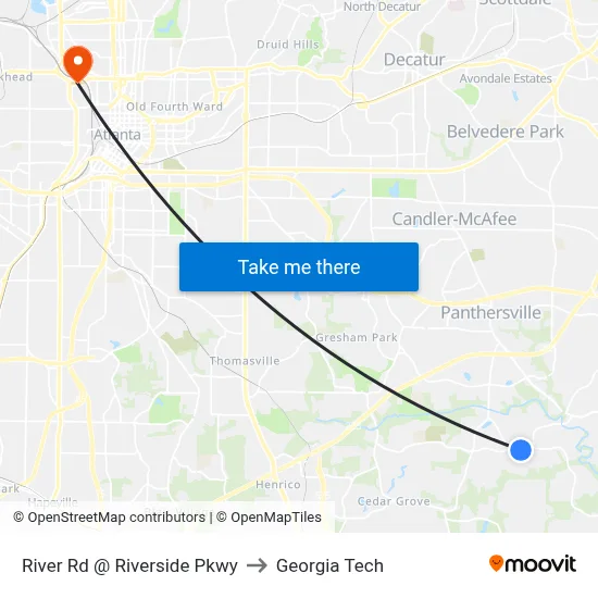 River Rd @ Riverside Pkwy to Georgia Tech map