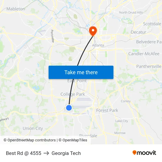 Best Rd @ 4555 to Georgia Tech map