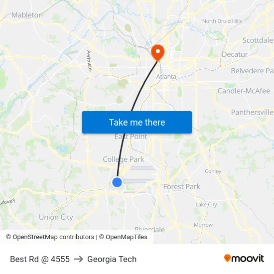 Best Rd @ 4555 to Georgia Tech map