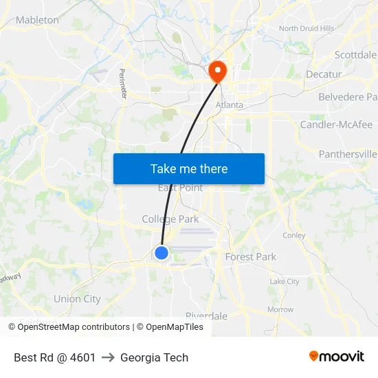 Best Rd @ 4601 to Georgia Tech map