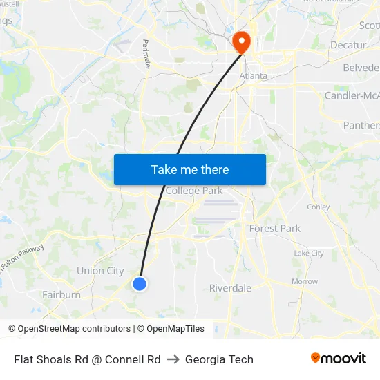 Flat Shoals Rd @ Connell Rd to Georgia Tech map