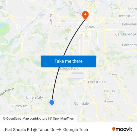 Flat Shoals Rd @ Tahoe Dr to Georgia Tech map