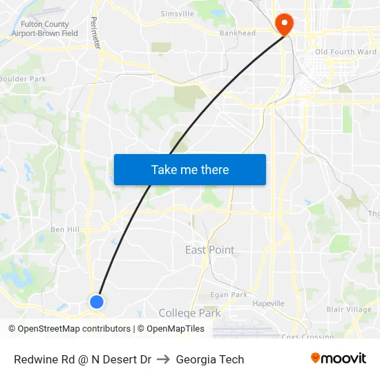 Redwine Rd @ N Desert Dr to Georgia Tech map
