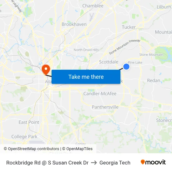 Rockbridge Rd @ S Susan Creek Dr to Georgia Tech map