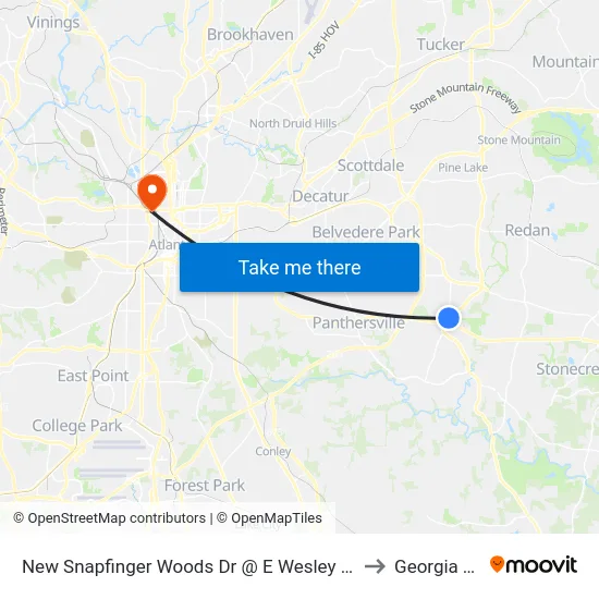 New Snapfinger Woods Dr @ E Wesley Chapel Way to Georgia Tech map