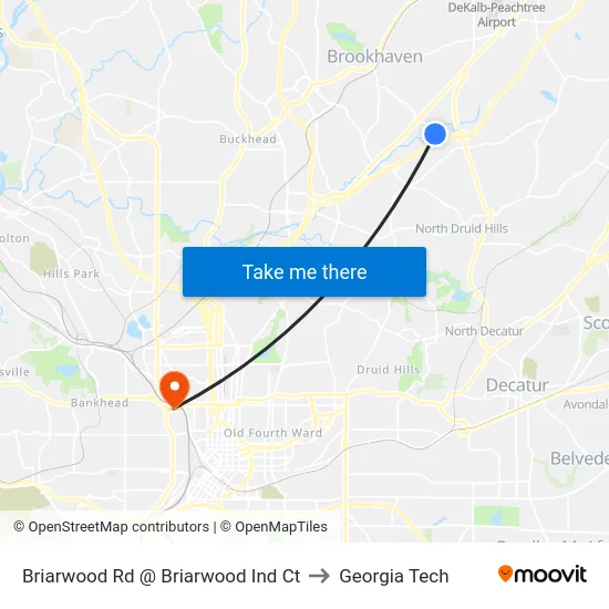 Briarwood Rd @ Briarwood Ind Ct to Georgia Tech map