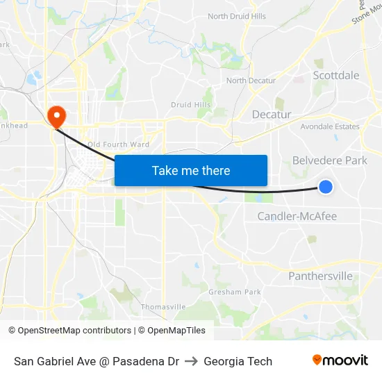 San Gabriel Ave @ Pasadena Dr to Georgia Tech map