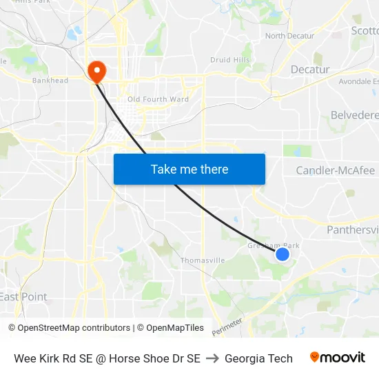 Wee Kirk Rd SE @ Horse Shoe Dr SE to Georgia Tech map