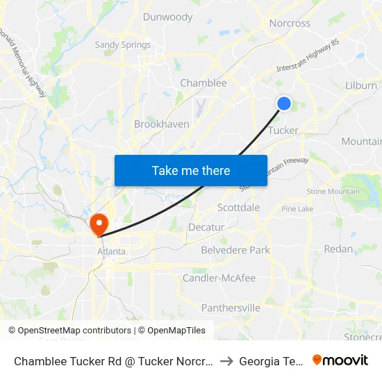 Chamblee Tucker Rd @ Tucker Norcros to Georgia Tech map