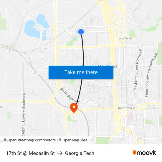 17th St @ Mecaslin St to Georgia Tech map