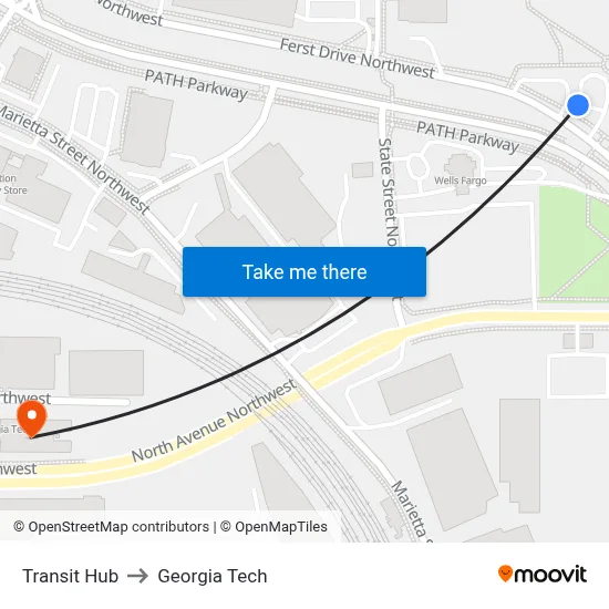 Transit Hub to Georgia Tech map
