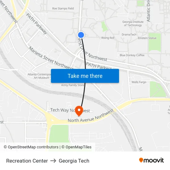 Recreation Center to Georgia Tech map