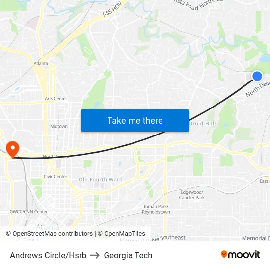 Andrews Circle/Hsrb to Georgia Tech map