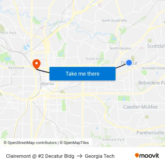 Clairemont @ #2 Decatur Bldg to Georgia Tech map