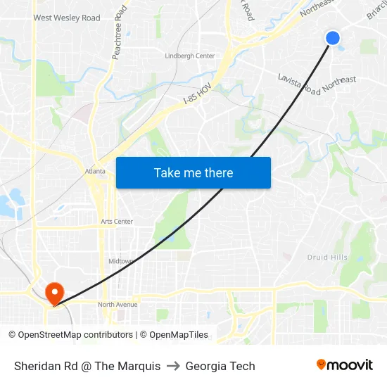 Sheridan Rd @ The Marquis to Georgia Tech map