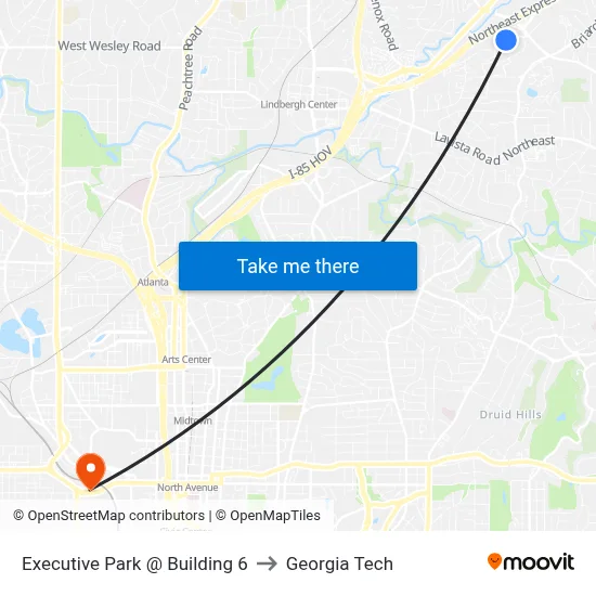 Executive Park @ Building 6 to Georgia Tech map